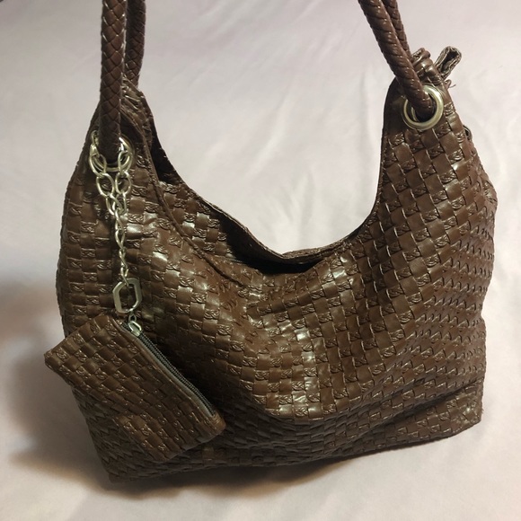 Brown Satchel Bag w/ Coin Purse Charm - Picture 1 of 15